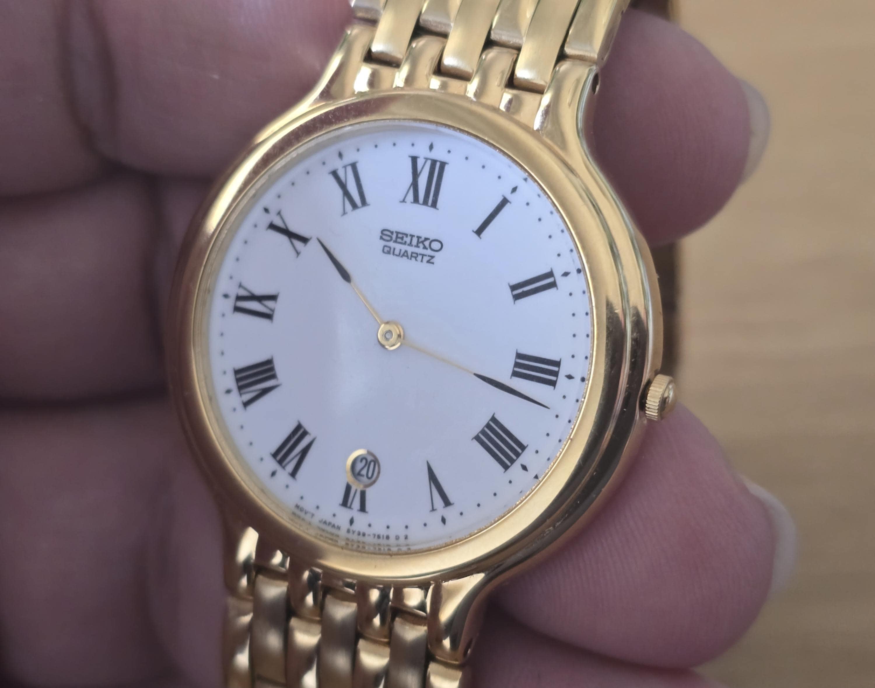 【美品 稼働】SEIKO 5Y39-7250 ヴィンテージ 腕時計 ヴィンテージ セイコー 5Y39-7250 ゴールドメッキ クォーツ メンズ