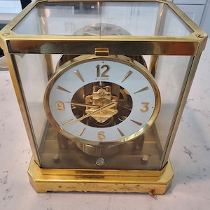 Vintage Jaeger Lecoultre Atmos Brass & Glass Mantle Clock