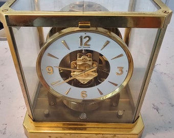 Vintage Jaeger Lecoultre Atmos Brass & Glass Mantle Clock