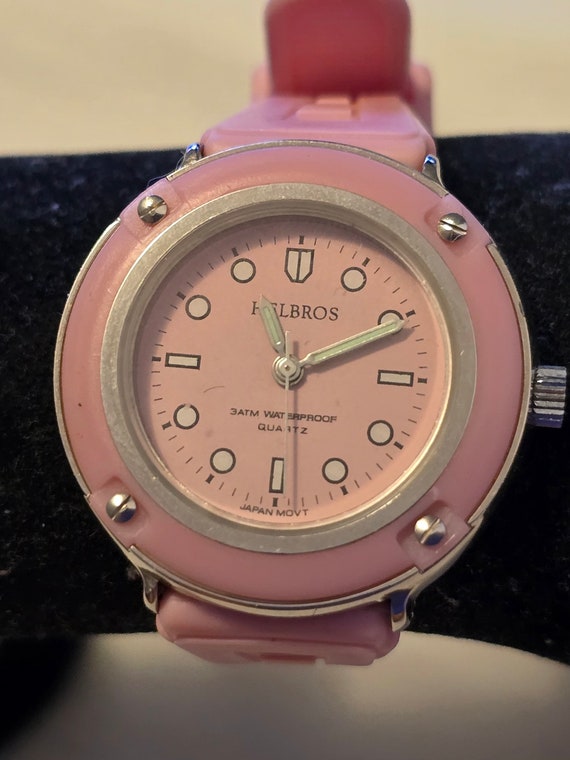 Vintage Helbros Base Metal Pink Quartz Ladies Watch