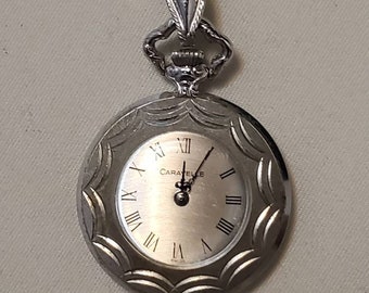 Vintage Caravelle Stainless Steel Manual Wind Pendant Watch