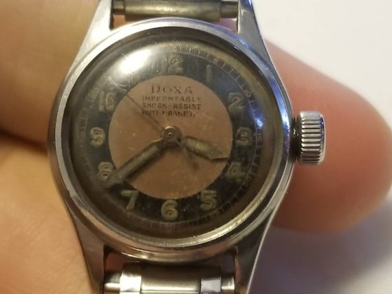 Super Rare Doxa Military Two-tone Dial Manual Winding Ladies Watch 1950's