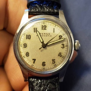 Vintage Eterna Military Bumper Automatic Caliber 883 Movement Men's Watch