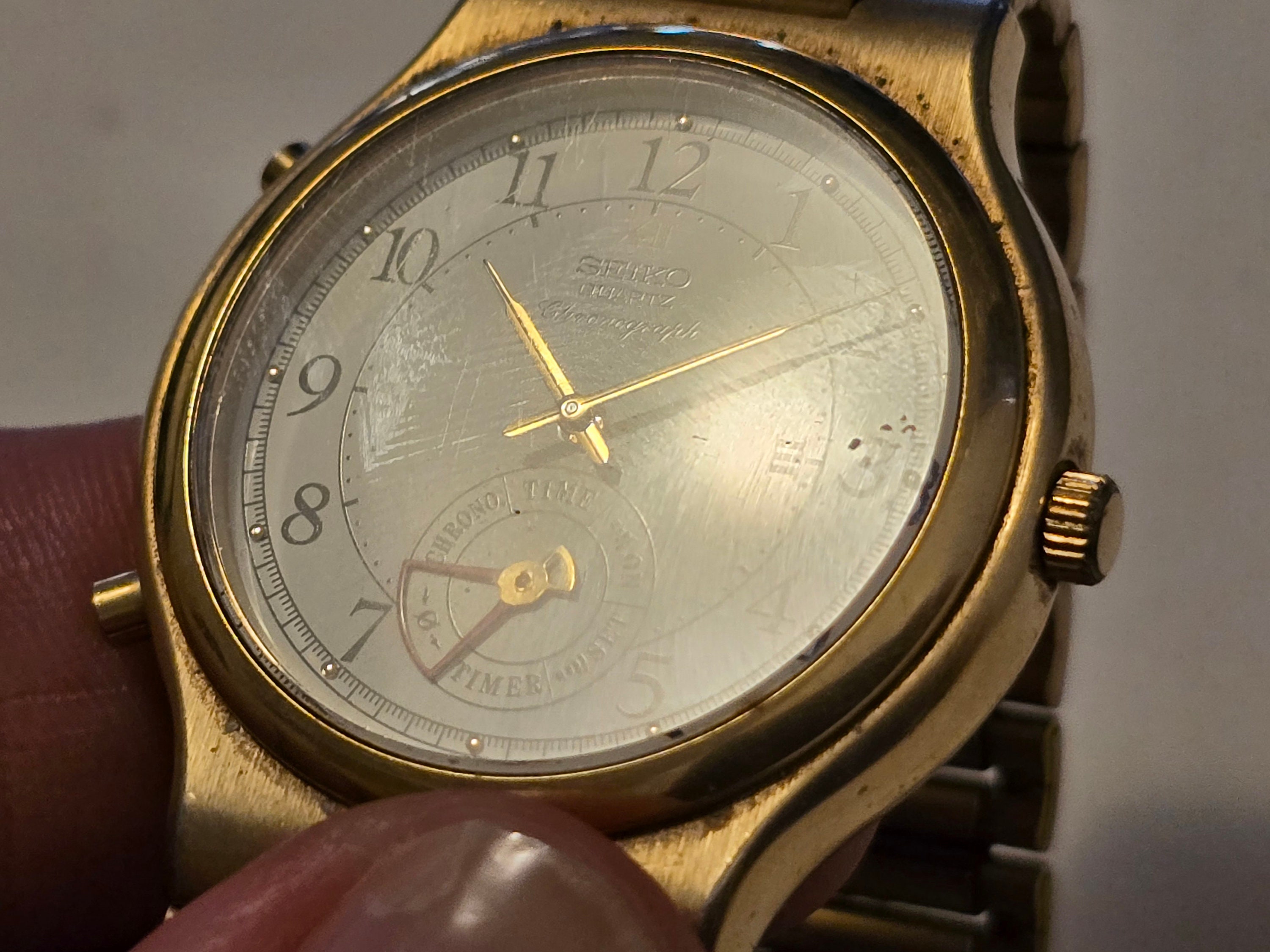 Vintage Seiko Chronograph #8m25-8030 Gold Plated Alarm