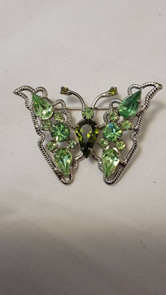 Vintage Weiss Uranium Stone Metal Alloy Butterfly 