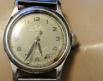 Raro Mido Multifort Super Automatic Bumper quadrante grigio automatico militare vintage