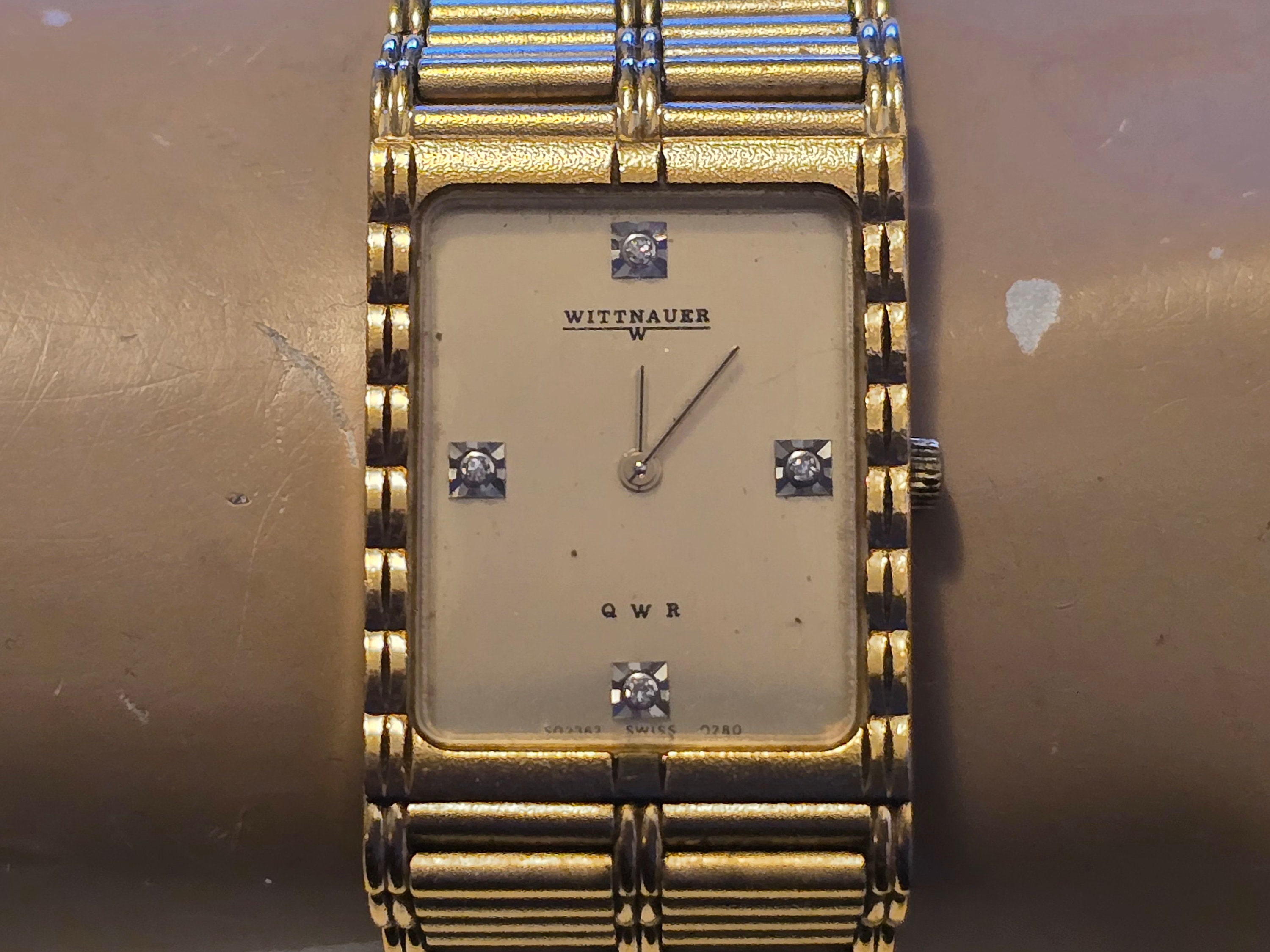 Vintage Wittnauer QWR Gold Plated Tank Swiss Made Diamonds Vintage Wittnauer QWR Gold Plated Tank Swiss Made Diamonds