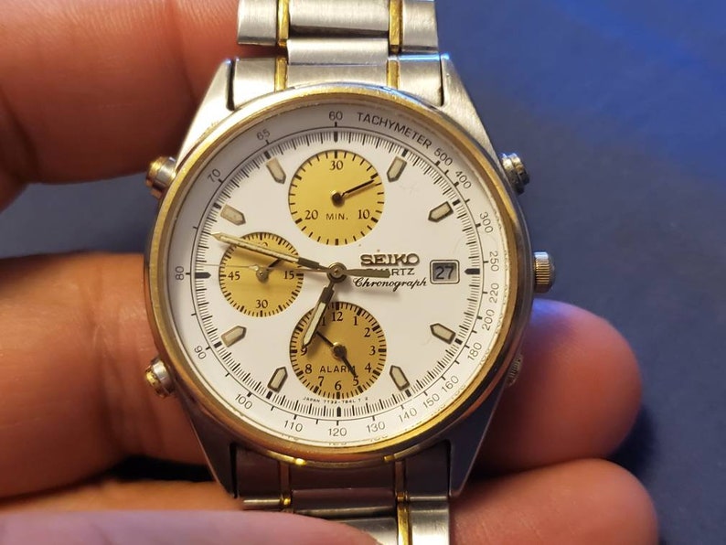 Vintage Seiko Alarm Chronograph Two-tone 7T32-7B30 Quartz | Etsy