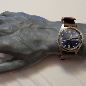 Rare Vintage Helbros/Elgin 9156 Stainless Steel Diver Manual Wind Men&#39;s Watch