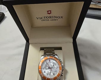 RARE ZODIAC Zo2122 Am/pm Dial Orange Bezel Swiss Quartz Men's