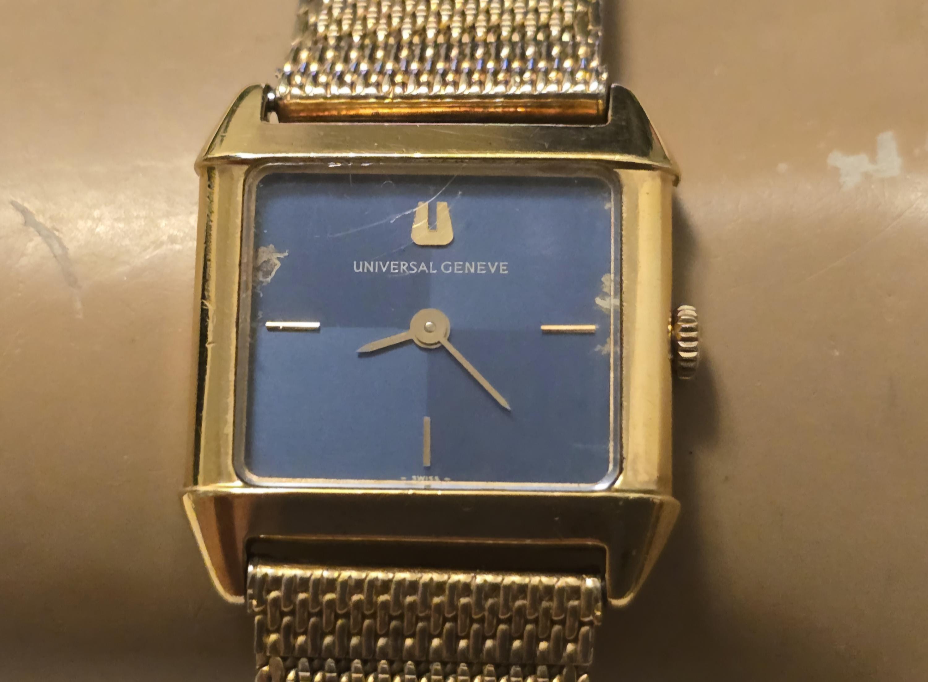 ヴィンテージ GENEVE 18K 750 GENEVE 21 JEWELS 18K 750 GOLD STAMPED LEATHER STRAP WATCH