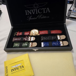 Invicta Lupah Special Edition Model 1028 Gold Stainless Chronograph Mens Interchangeable Bands Quartz Men&#39;s Watch