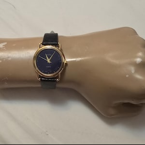 Vintage Alfex Gold Plated Royal Blue Dial Swiss Made Quartz Men&#39;s Watch