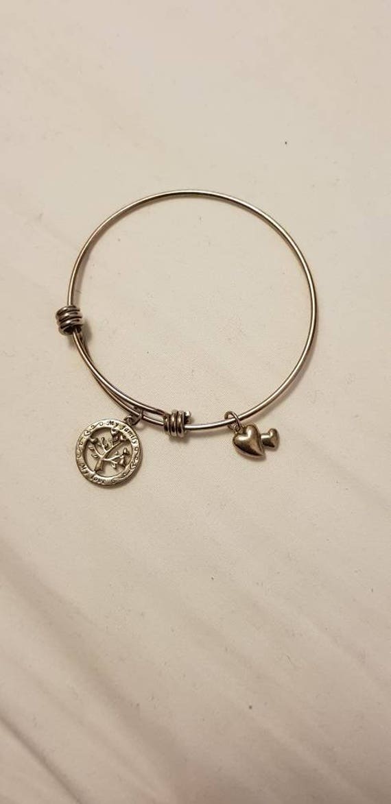 Vintage sterling silver (My family my love) charm bracelet