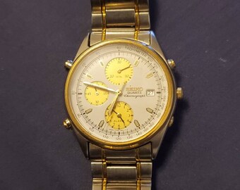 Vintage Seiko Alarm Chronograph Two-tone 7T32-7B30 Quartz | Etsy