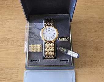 ここ Vintage Seiko 5Y39-7250 Gold Plated Quartz Men's Watch (NOS