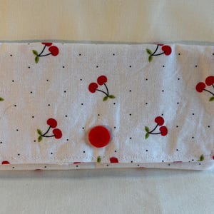 Cherries Jubilee Snap Wallet - With a Metal Snap Clasp - On a White Background