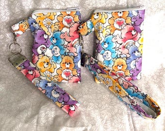Zippered Care Bear Wristlet - Care Bear Pouch ID, Money, Makeup
