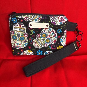 Handmade Skull Purse - Dios de loss Muertos Cartera - Day of the Dead Wristlet 6 1/2 x 5