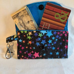 Star Sparkle Snap Wallet - Colorful Stars on a  Black Field of Sparkles 4x3
