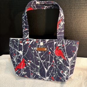 Cardinal Purse - Cardinals on Snow=Tipped Branches on a Dark Blue Background 11x7