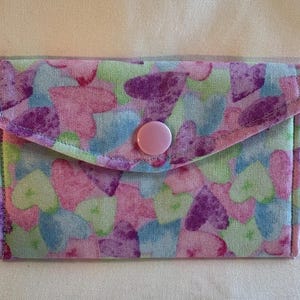 Pastel Heart Snap Wallet,  Every Shade of Love, Pink, Purple, Green, and Blue, Heart Love Wallet