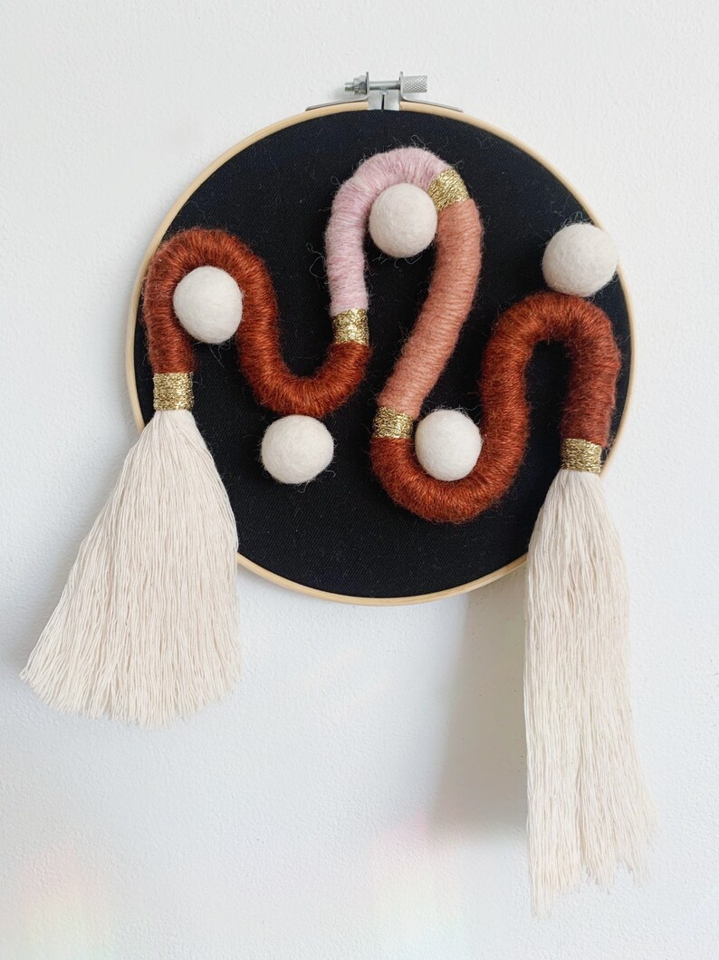 Modern Art Embroidery Hoop Mid Century Decor Boho Decor Wall Decor Fiber Art Sculpture