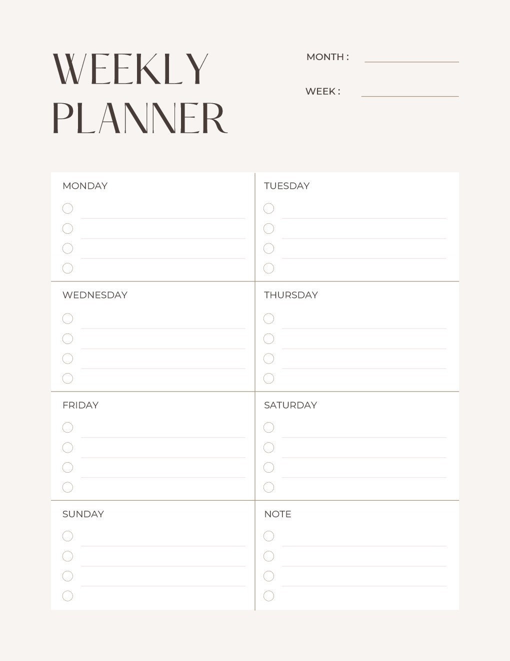 PRINTABLE Minimal Modern Planner - Etsy