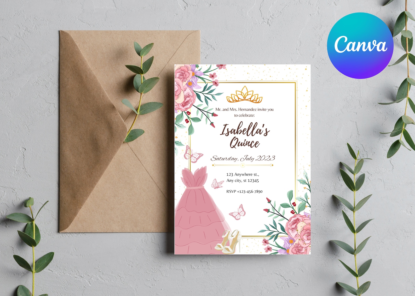Editable Quince Invitation Canva Template Quince Invite Instant Download Teenager Birthday
