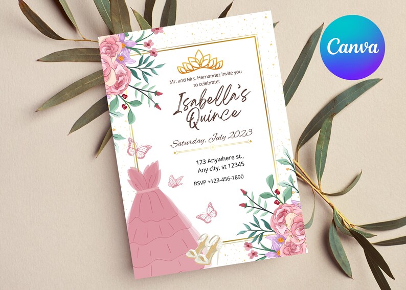Editable Quince Invitation Canva Template Quince Invite Instant Download Teenager Birthday