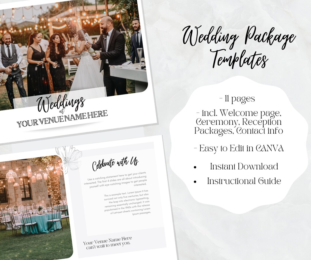 CANVA Pricing Guide for Wedding Venues, Editable Template for Wedding ...