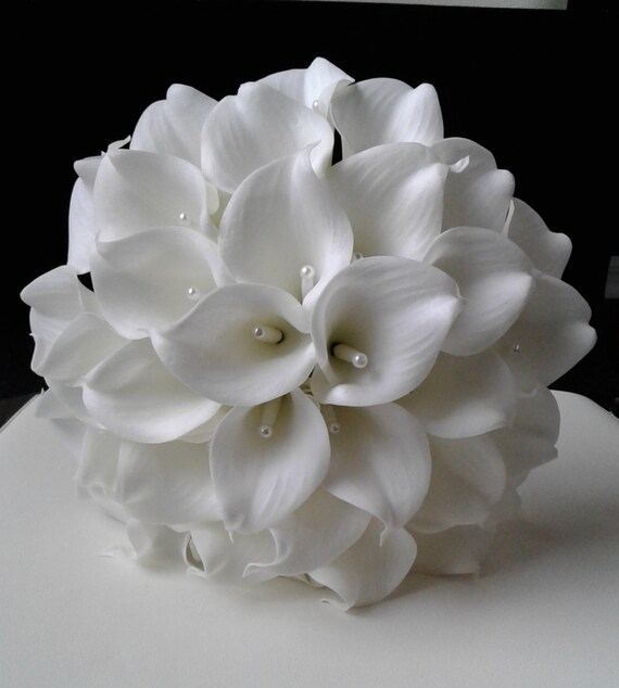 Lys Calla Blanc Mariage Bouquet Soie Fleur Mariage Bouquet De Mariée Real Touch Blanc Bouquet De Lis Calla