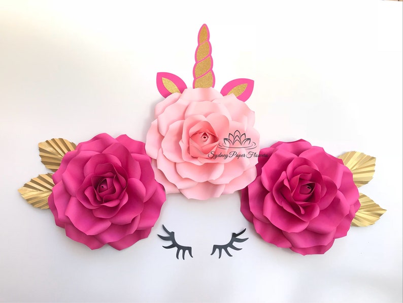 Mini Rose Unicorn 2 Paper Flower Backdrop Paper Flower Wall Wedding Backdrop Bridal Baby Shower Nursery Decor Christening Holy Communion