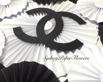 DIY CHANEL party rosetes set/ Pinwheels / Paper fans/ Backdrop/ Wedding décor/ Sweet table decoration/ Nursery/ Set of 20