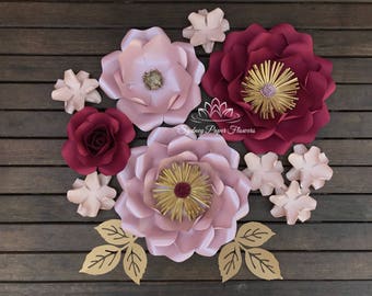 BURGUNDY SUPER MINI paper flower backdrop/Paper flower wall/Wedding Backdrop/Bridal or Baby shower/Sweet table/Christening /Dessert table