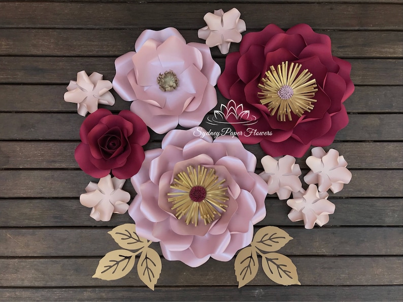 Burgundy Super Mini Paper Flower Backdrop Paper Flower Wall Wedding Backdrop Bridal Or Baby Shower Sweet Table Christening Dessert Table