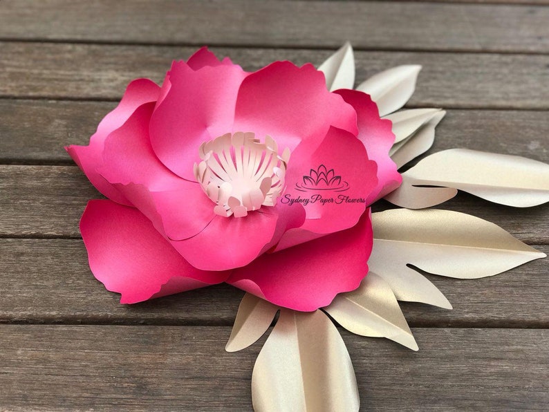Small Peony Paper Flower Video Tutorial And Centre Template Paper Flower Pattern Pdf Svg Cricut Silhouette Cameo Paper Flower Template