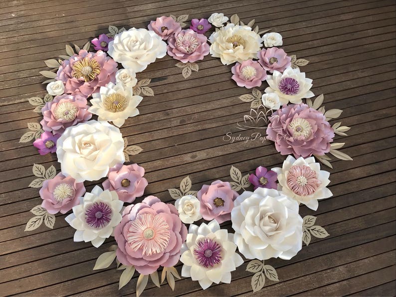 Wreath Paper Flower Backdrop 1 5 M Paper Flower Wall Wedding Backdrop Backdrop Baby Shower Bridal Shower Sweet Table Christening High Tea