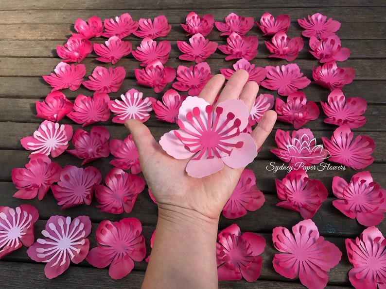 Cherry Blossom Paper Flower Template Tutorial Svg Pdf Cricut Silhouette Cameo Diy Paper Flower Pattern Paper Flower Centre Download