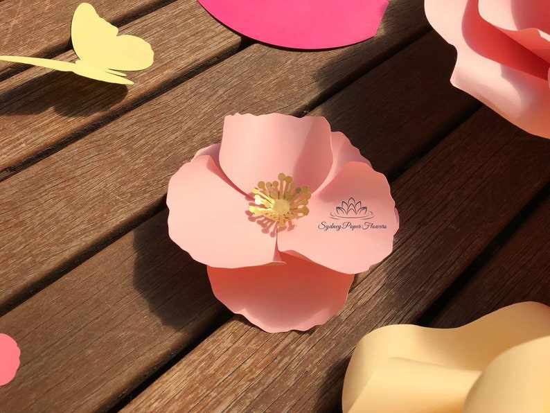 Tiny Poppy Paper Flower Template Tutorial Manual Svg Pdf Cricut Silhouette Cameo Diy Paper Flower Pattern Paper Flower Centre Download Fil