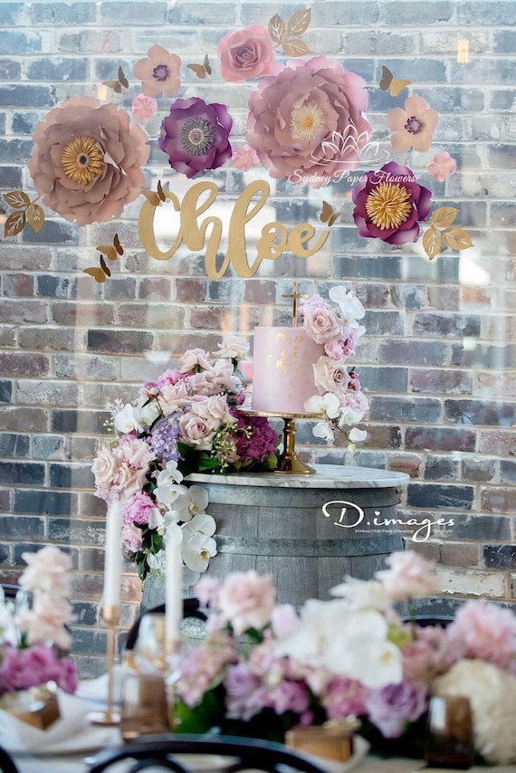 Chloe Purple Pink Paper Flower Backdrop Paper Flower Wall Wedding Bridal Baby Shower Nursery Decor Christening Sweet16 Holy Communion Baptis