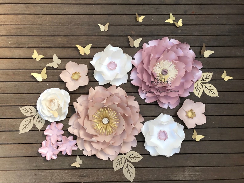 Chloe Dusty Pink Nude Paper Flower Backdrop Paper Flower Wall Wedding Backdrop Bridal Baby Shower Nursery Decor Christening Holy Communion