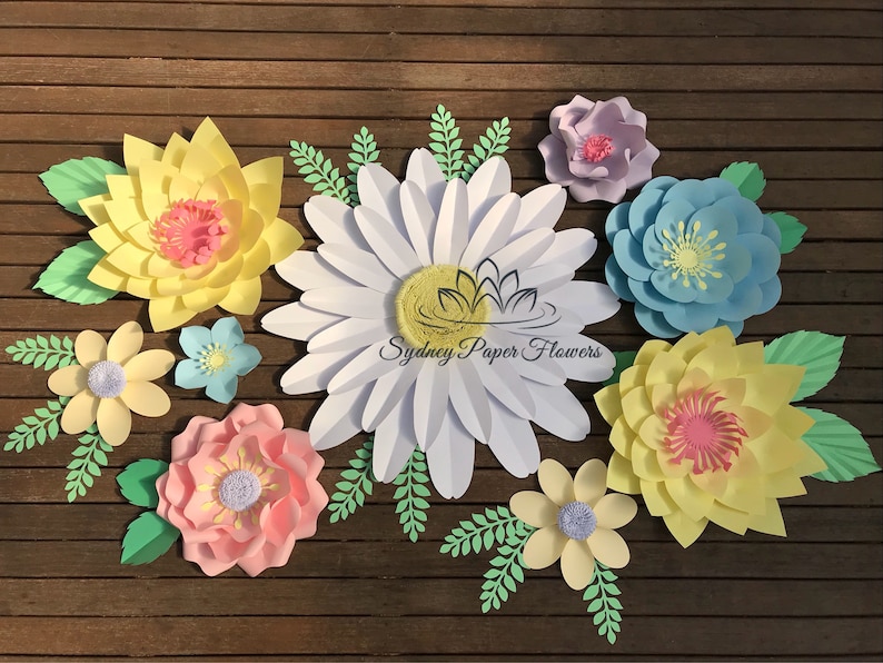 Mini Secret Garden Paper Flowers Backdrop Paper Flower Wall Wedding Backdrop Baby Bridal Shower Sweet Table Christening Dessert Table