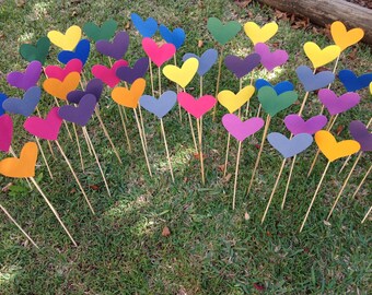 Aisle decor 100 Shabby chic hearts on a stick / Wedding aisle decoration/ Beach wedding /Garden wedding /Party decoration