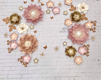CLARE  dusty pink/nude paper flower backdrop/Paper flower wall/Wedding Backdrop/Christening/Bridal Baby shower/Sweet table/Dessert table