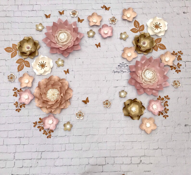 Clare Dusty Pink Nude Paper Flower Backdrop Paper Flower Wall Wedding Backdrop Christening Bridal Baby Shower Sweet Table Dessert Table