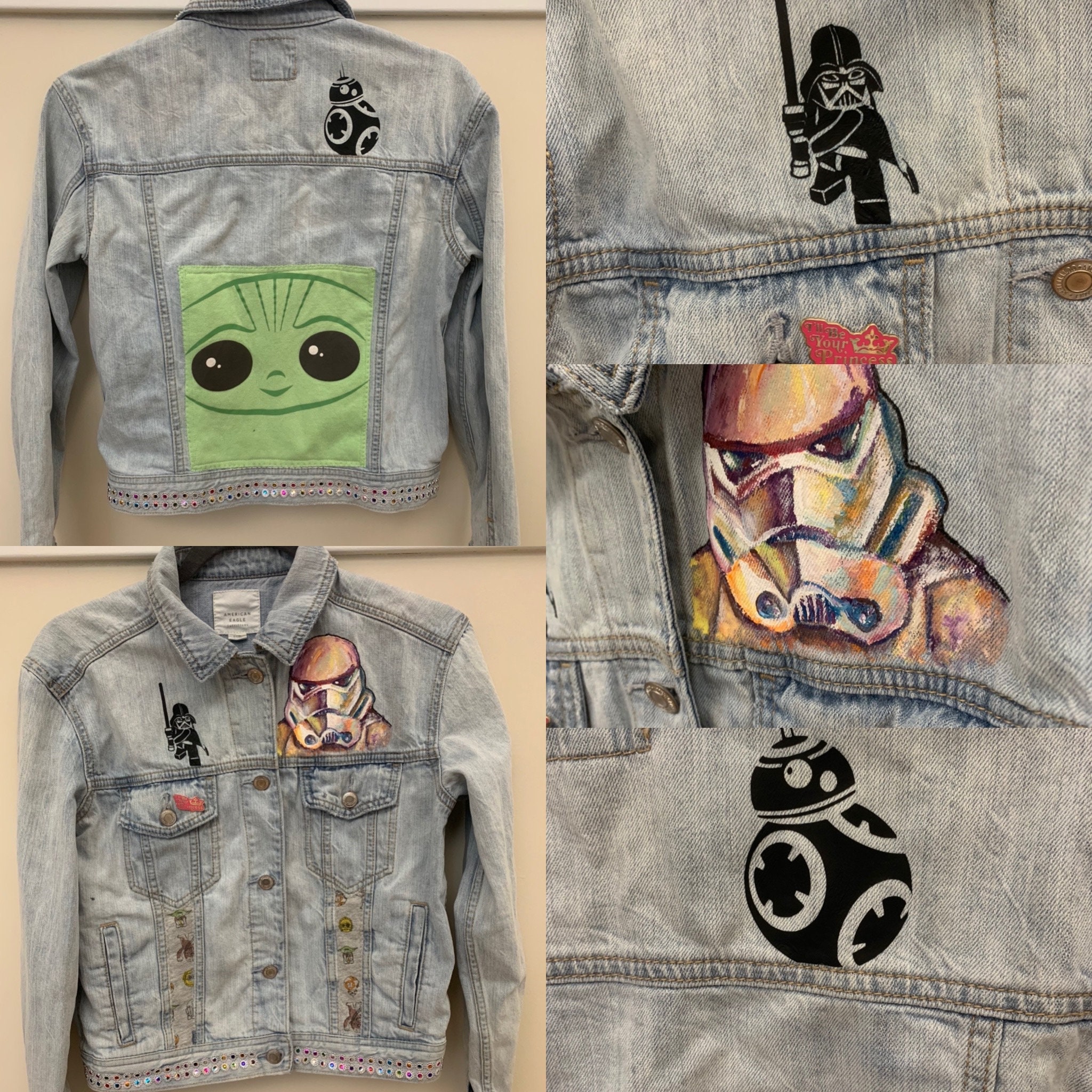 Pintada Chamarra De Mezclilla Star Wars Guarda Chaqueta Star Wars