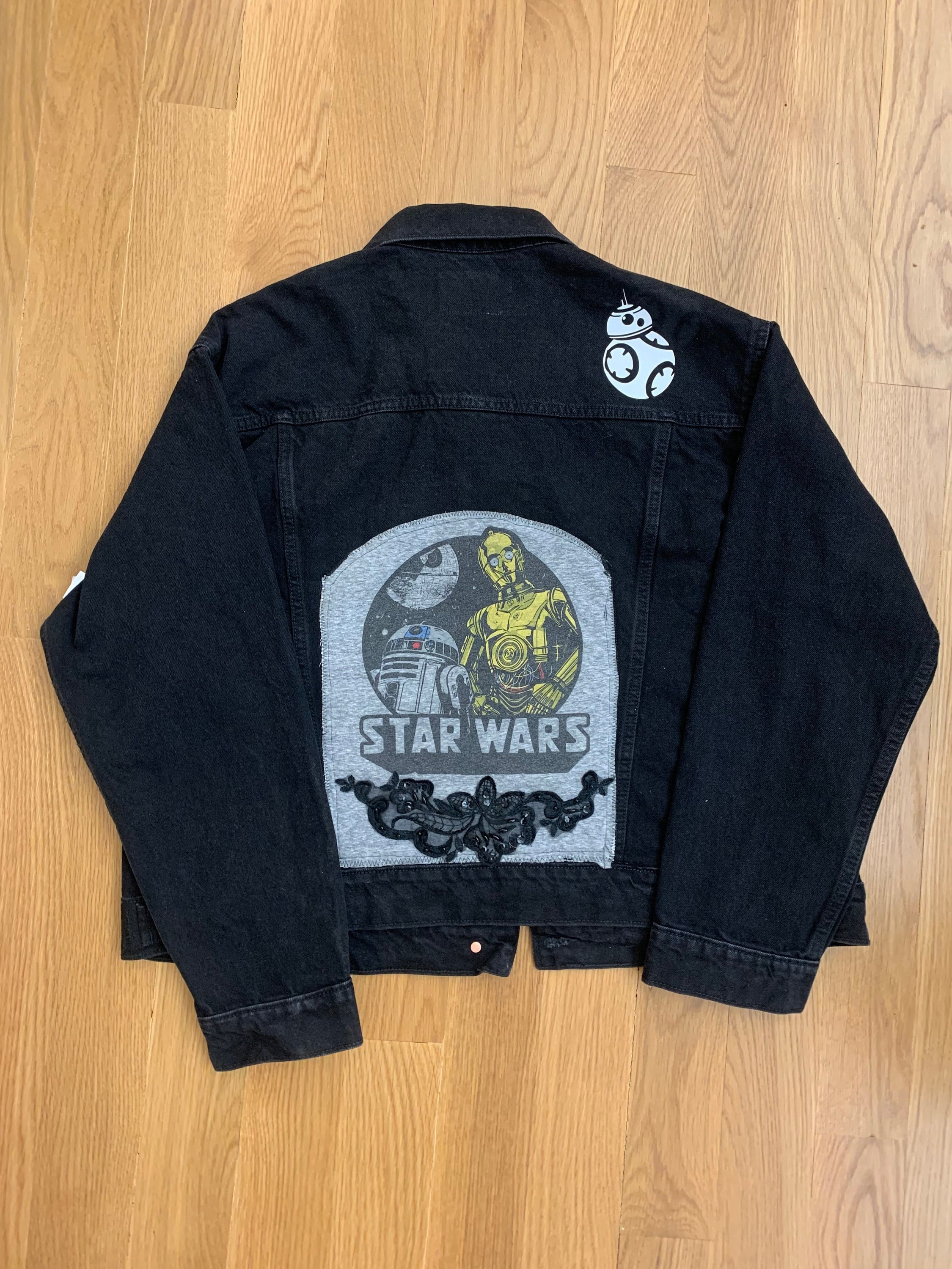 Star Wars Black Denim Jacket: XL, Handmade, Upcycled - Etsy
