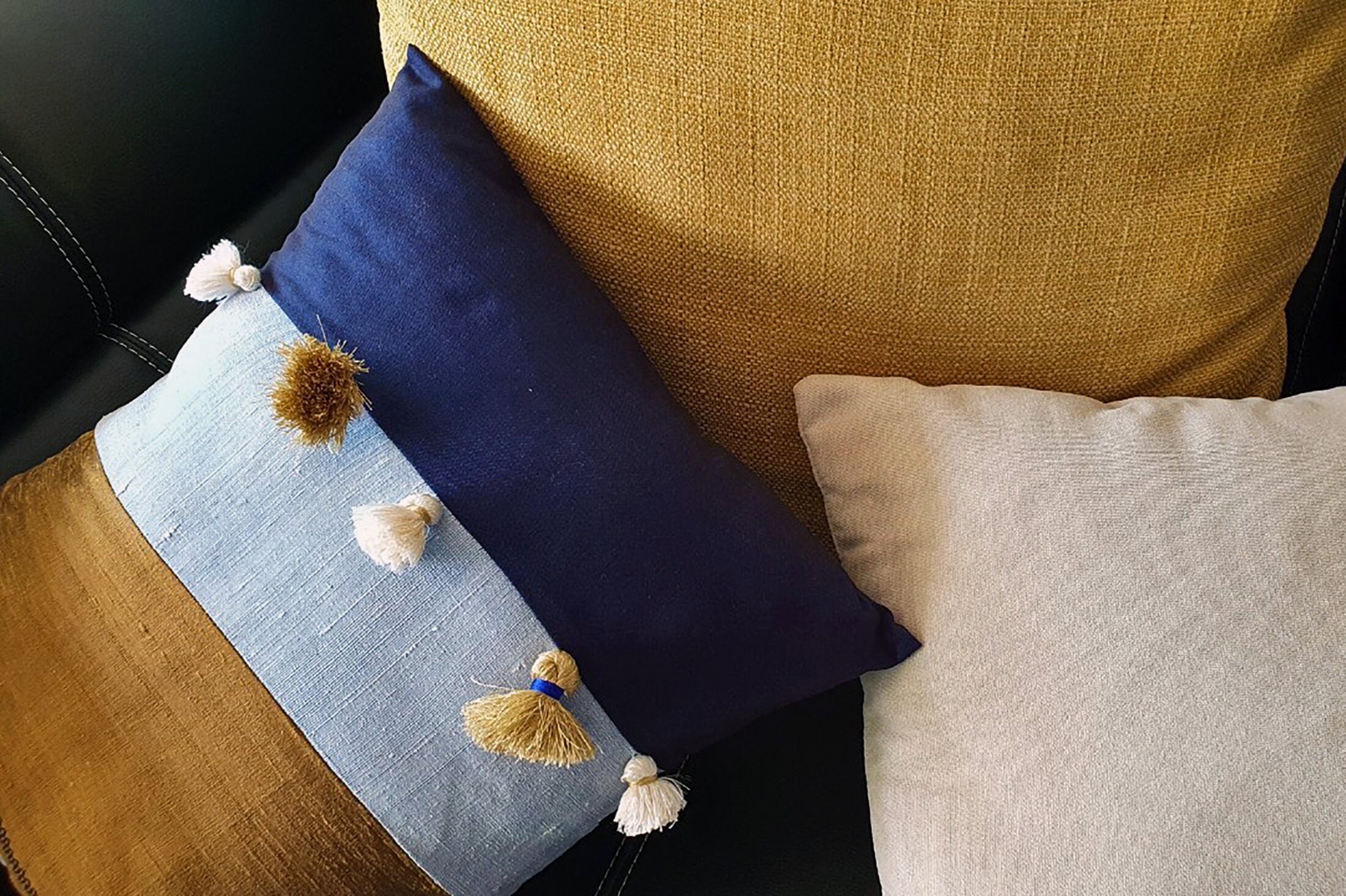 Classy Cushion Cover with Tassels / Sustainably Upcycled & Etsy