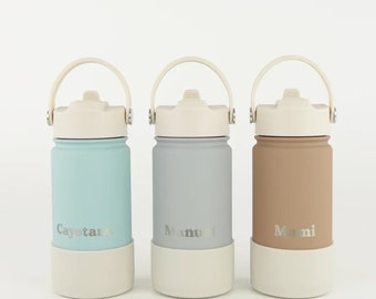 Personalized Engraved Insulated and Reusable Drinks Bottle - 14oz/400ml - Clay Font/Horizontal